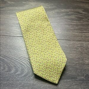 Salvatore Ferragamo Green Silk Tie Pattern Of Ladybugs And Leaves